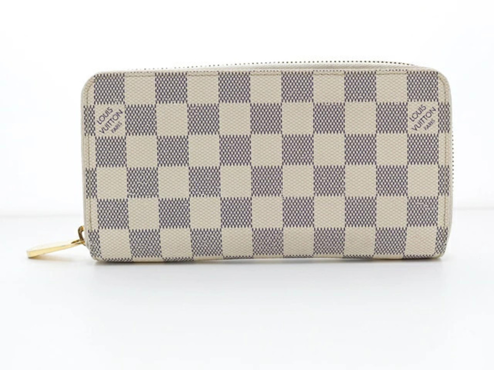 LOUIS VUITTON Zippy Wallet Damier Azur White around